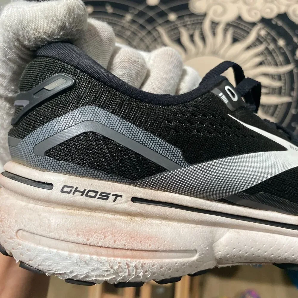 Brooks Ghost 15 1203801B012 Athletic Sneaker Women's 7B Black Mesh Running Gym